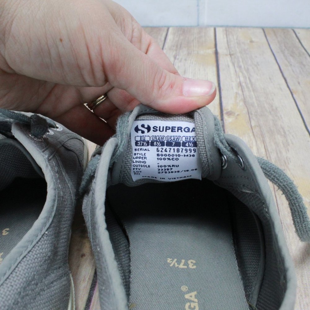 Superga Gray Canvas Lace Up Casual Sneakers Size 7 - Picture 7 of 8